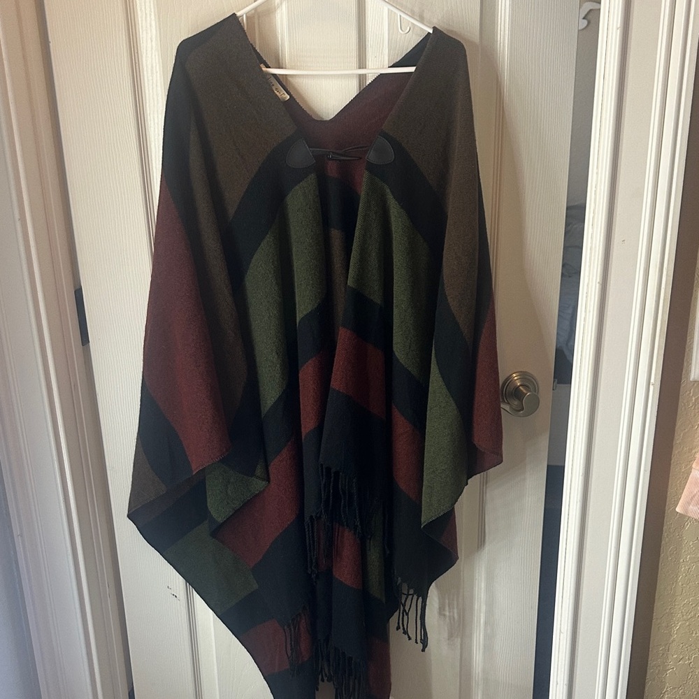 Indigo Soul Earthy Toned Striped Poncho